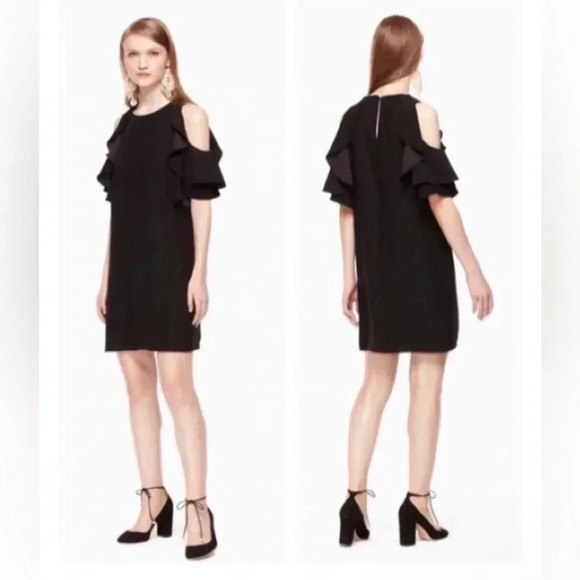 Kate Spade Cold Shoulder Black Dress Size Medium - Picture 1 of 6